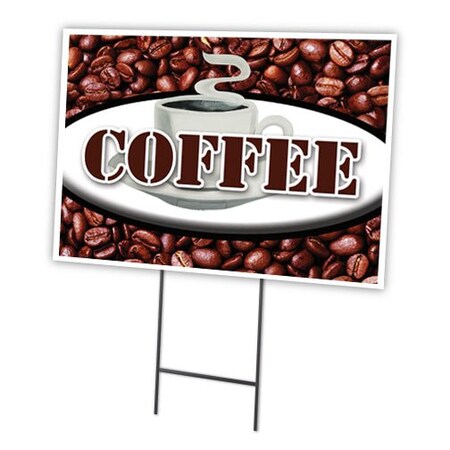 Signmission Coffee Yard Sign & Stake outdoor plastic coroplast window, C-2436 Coffee C-2436 Coffee